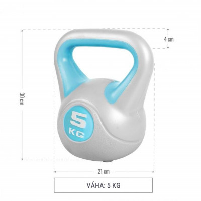 Gorilla Sports Kettlebell činka, vinylová, modrá, 5 kg