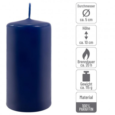 Modrá parafínová sviečka 10 cm, 20 h horenia, súprava 16 ks