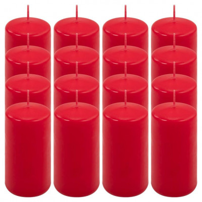 Červená parafínová sviečka 10 cm, 20 h horenia, sada 16 ks