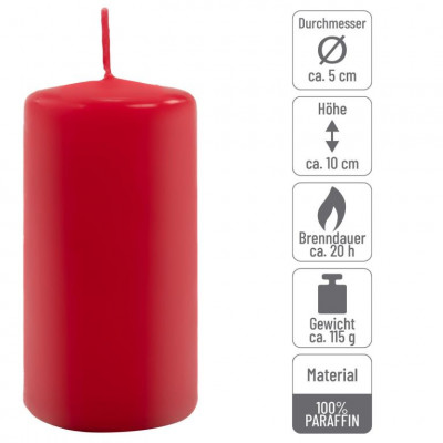 Červená parafínová sviečka 10 cm, 20 h horenia, sada 16 ks