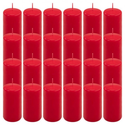 Červená parafínová sviečka 10 cm, 20 h horenia, sada 24 ks