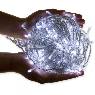 VOLTRONIC Svetelná reťaz 10 m, 100 LED, studená biela