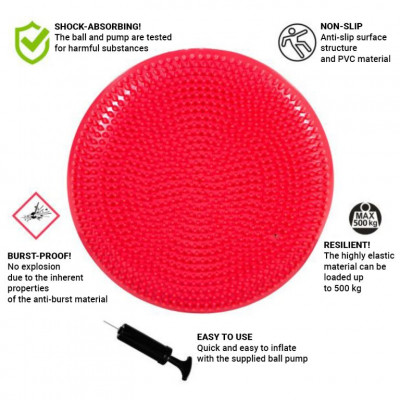 MOVIT Balančný vankúš na sedenie, 38 cm, červený