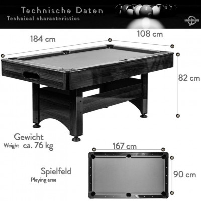 GamesPlanet Biliardový stôl s vybavením, hnedá/antracit