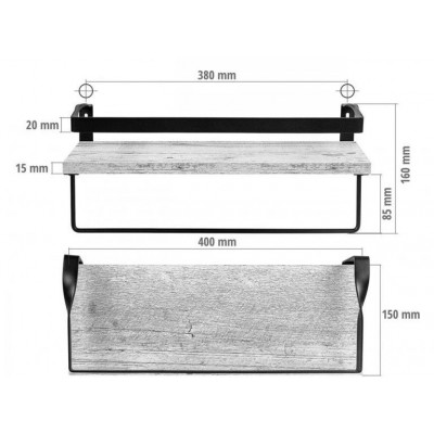 STILISTA Set 2 ks nástenných políc Volato Duo, 40 cm, čierne