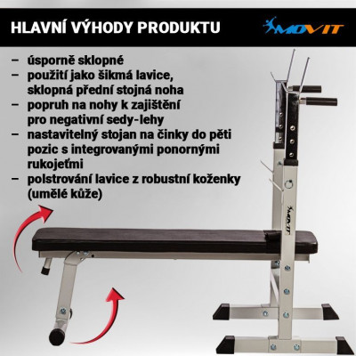 MOVIT Posilňovacia lavica, čierna, 1180 x 545 x 1120 mm