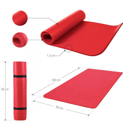 Gorilla Sports Podložka na jogu, 190 x 60 cm, červená
