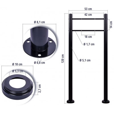 STILISTA poštová schránka so stojanom, oceľ, 33 x 17 cm