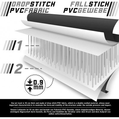 Physionics Airtrack nafukovacia žinenka, 4 m, čierna