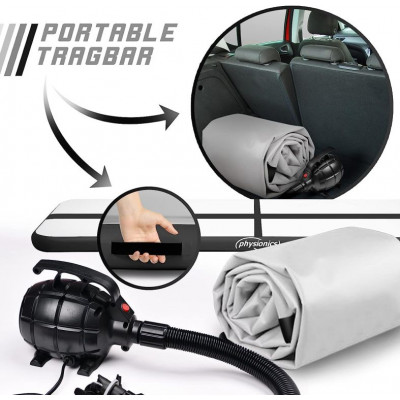 Physionics Airtrack nafukovacia žinenka, 4 m, čierna