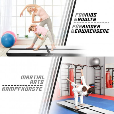Physionics Airtrack nafukovacia žinenka, 4 m, čierna