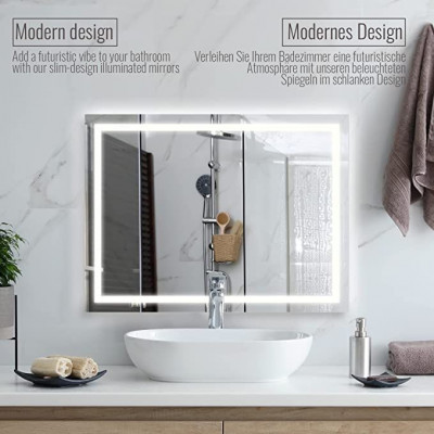 AQUAMARIN kúpeľňové zrkadlo s LED osvetlením 28 W, 80 x 60cm