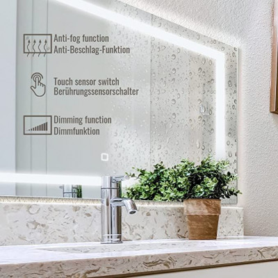 AQUAMARIN kúpeľňové zrkadlo s LED osvetlením 28 W, 80 x 60cm