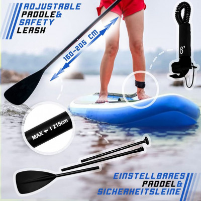 Physionics nafukovací paddleboard, 320 x 80 x 15 cm, modrý