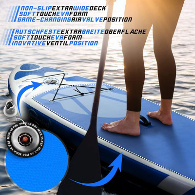 Physionics nafukovací paddleboard, 320 x 80 x 15 cm, modrý