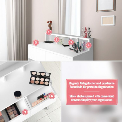 MIADOMODO Kozmetický stolík, biela