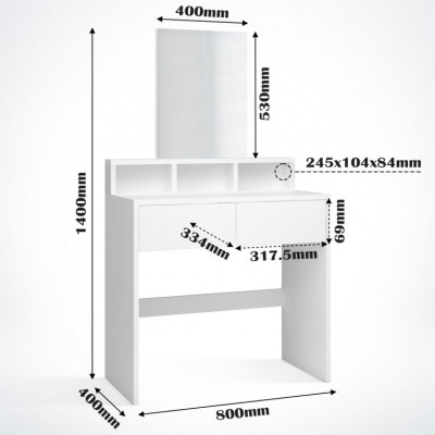 MIADOMODO Kozmetický stolík, biela