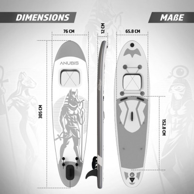 PHYSIONICS nafukovací paddleboard - boh Anubis, 305 cm
