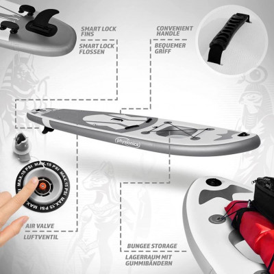 PHYSIONICS nafukovací paddleboard - boh Anubis, 366 cm