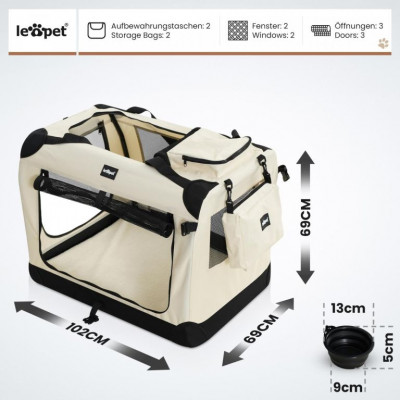 Leopet Transportný box pre psov XXXL, 102 x 69 x 69 cm, béž