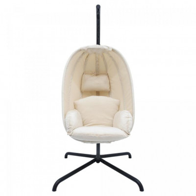 MIADOMODO závesné hojdacie kreslo béžové, nosnosť 160 kg