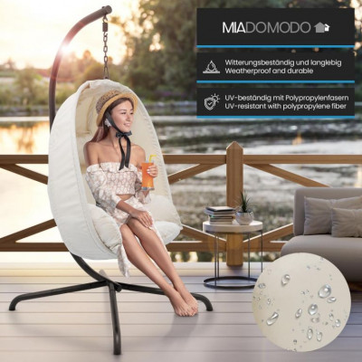 MIADOMODO závesné hojdacie kreslo béžové, nosnosť 160 kg