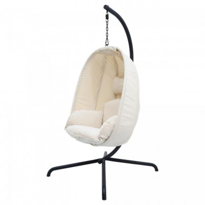 MIADOMODO závesné hojdacie kreslo béžové, nosnosť 160 kg