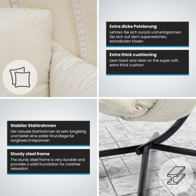 MIADOMODO závesné hojdacie kreslo béžové, nosnosť 160 kg