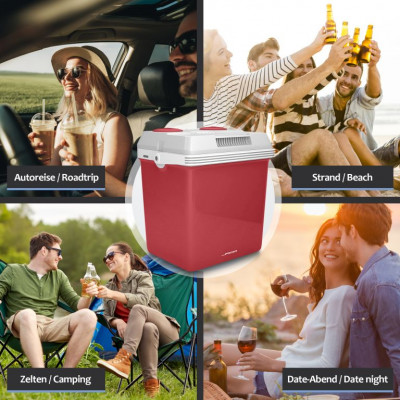 Jago Elektrický chladiaci box 2 v 1, 25 l, červená