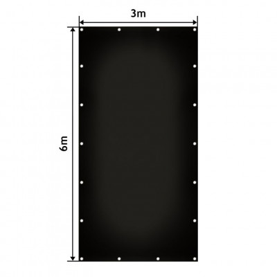 JAGO Plachta 650 g/m², hliníkové oká, čierna, 3 x 6 m