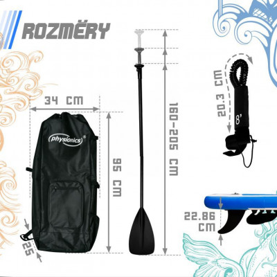 Nafukovací paddleboard 305 cm modrý + příslušenstvo