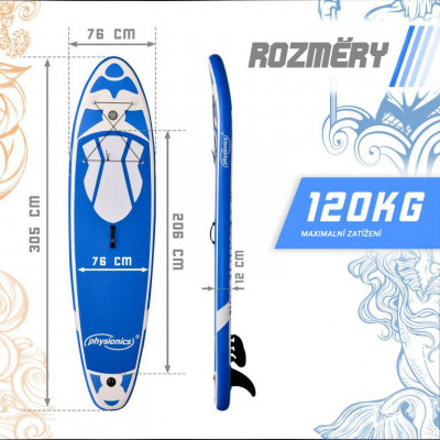 Nafukovací paddleboard 305 cm modrý + příslušenstvo