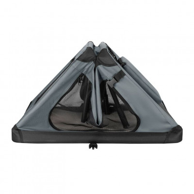 Skladací transportný box pre psov L s miskou a pelíškom, siv