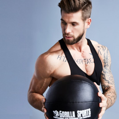 Gorilla Sports Kožený medicinbal, 10 kg, čierny