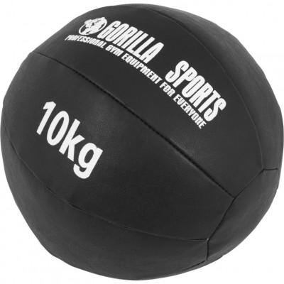 Gorilla Sports Kožený medicinbal, 10 kg, čierny