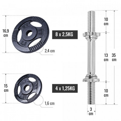 Gorilla Sports Sada činiek so závažím 30 kg, 30 mm