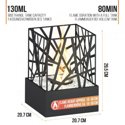Stolný krb nerezový, šedý