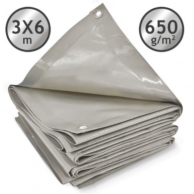 JAGO Plachta 650 g/m², hliníková oka, sivá, 3 x 6 m