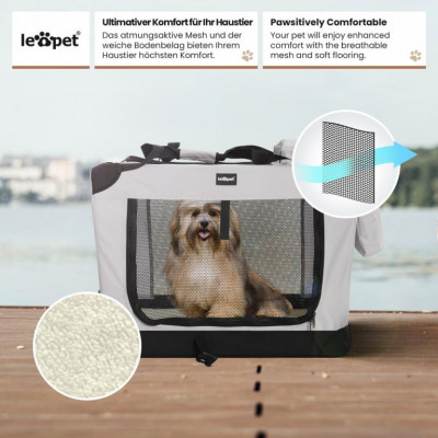 Leopet Prepravný box pre psov XXXL, 102 x 69 x 69 cm, sivý