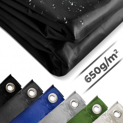 JAGO Plachta 650 g/m², hliníkové oká, čierna, 5 x 7 m