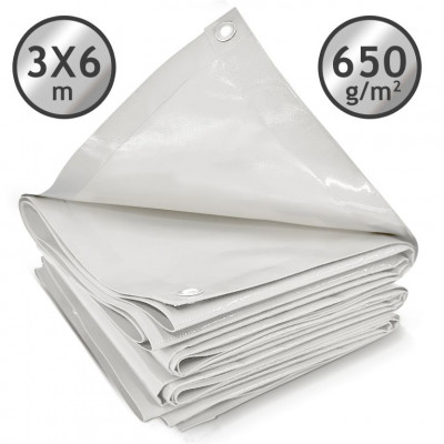 JAGO Plachta 650 g/m², hliníkové oká, biela, 3 x 6 m