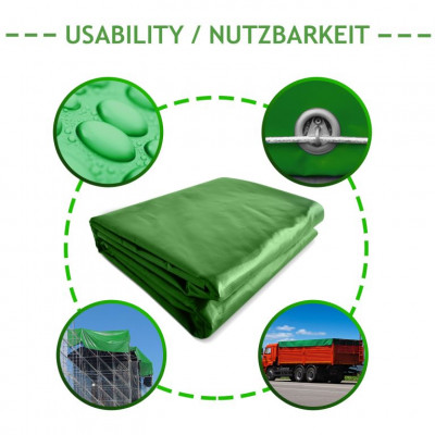 JAGO Plachta 650 g/m², hliníkové oká, zelená, 3 x 6 m