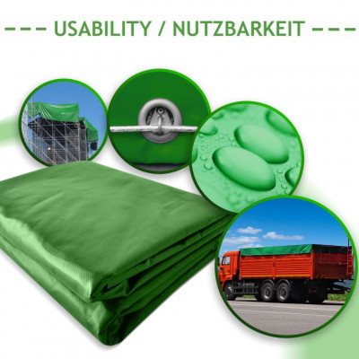 JAGO Plachta 650 g/m², hliníkové oká, zelená, 3 x 6 m