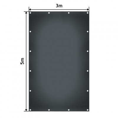 JAGO Plachta 650 g/m², hliníkové oká, antracit, 3 x 5 m
