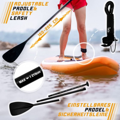 Physionics nafukovací paddleboard, 320 x 80 x 15 cm,oranžový