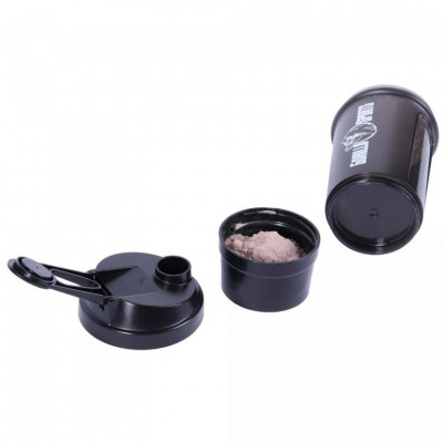 Gorilla Sports Shaker s priehradkou, 500 ml čierny