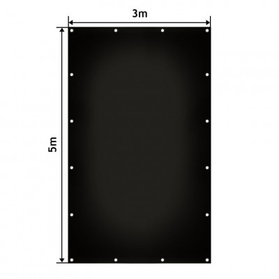 JAGO Plachta 650 g/m², hliníkové oká, čierna, 3 x 5 m