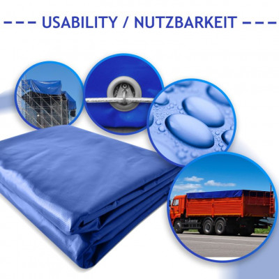 JAGO Plachta 650 g/m², hliníkové oká, modrá, 5 x 7 m