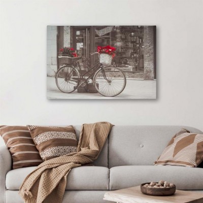 Nástenná maľba bicykel s vianočnou hviezdou, 40 x 60 cm