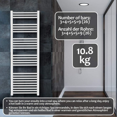 Kúpeľňový radiátor 1600 x 600 mm, biely